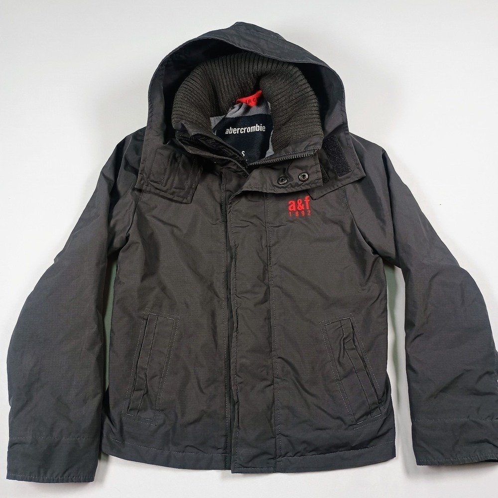 Abercrombie Jacket Kids Boys The All Season Weather Warrior Coat Gray Hooded Sm
